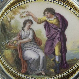 Swiss pair-cased watch with a very fine enamel painting Circa 1770