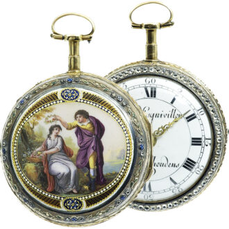 Swiss pair-cased watch with a very fine enamel painting Circa 1770