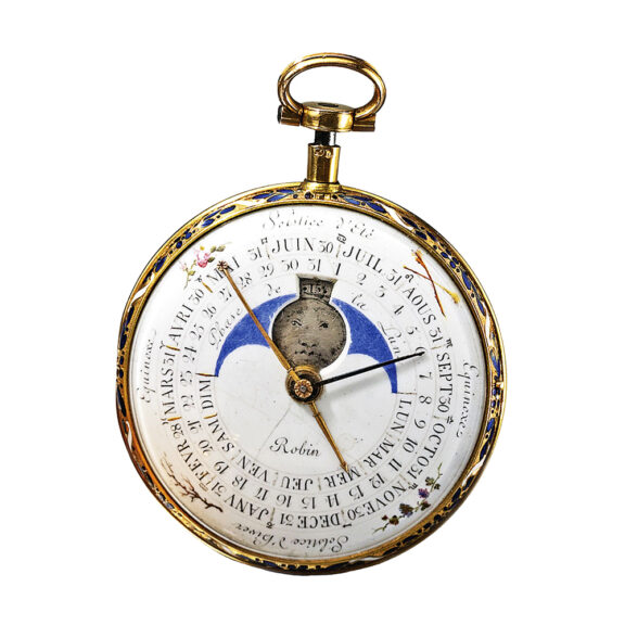 French rare gold and enamel manual calendar pocket watch Circa 1780