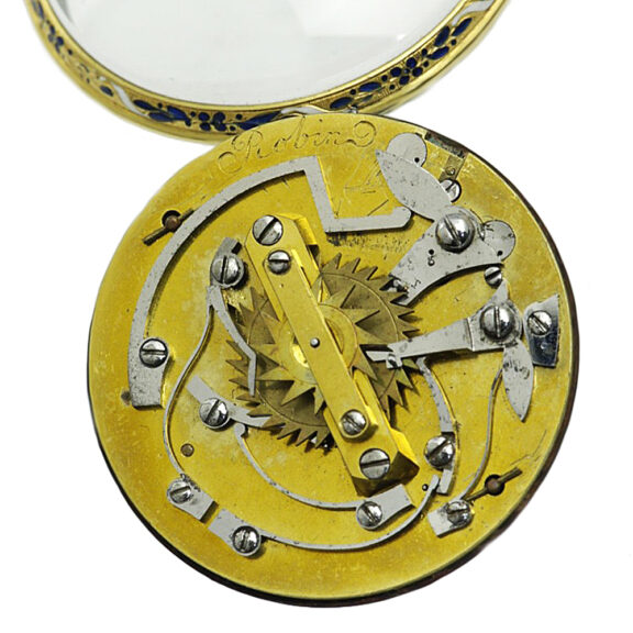 French rare gold and enamel manual calendar pocket watch Circa 1780 French rare gold and enamel manual calendar pocket watch Circa 1780