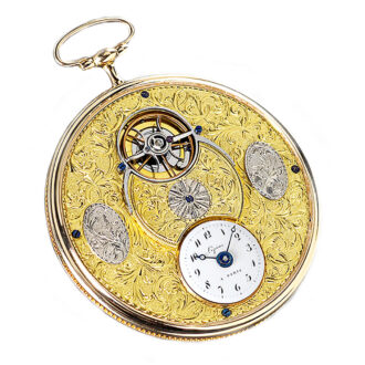 French large cylinder pocket watch with visible balance Circa 1810