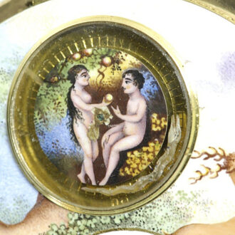 Swiss gold pocket watch with enamel animated scene Circa 1810