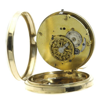 Swiss gold pocket watch with enamel animated scene Circa 1810