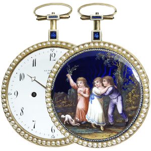 French impressive gold and enamel verge pocket watch Circa 1780