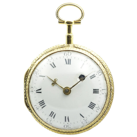 French gold open faced verge pocket watch with chatelaine Circa 1800 French gold open faced verge pocket watch with chatelaine Circa 1800