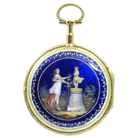 French gold open faced verge pocket watch with chatelaine Circa 1800 French gold open faced verge pocket watch with chatelaine Circa 1800