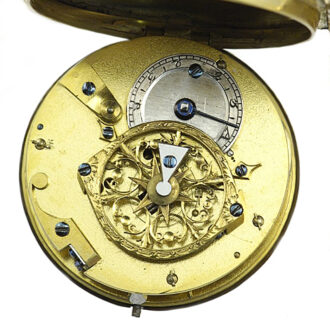French gold open faced verge pocket watch with chatelaine Circa 1800
