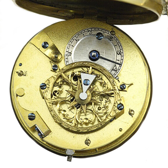 French gold open faced verge pocket watch with chatelaine Circa 1800 French gold open faced verge pocket watch with chatelaine Circa 1800