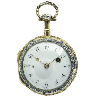 French diamond set gold and enamel quarter repeater Circa 1770