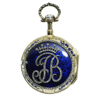 French diamond set gold and enamel quarter repeater Circa 1770
