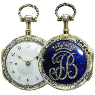 French diamond set gold and enamel quarter repeater Circa 1770