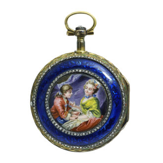 French diamond-set pocket watch with enamel decoration Circa 1780