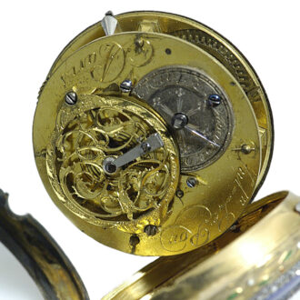 French diamond-set pocket watch with enamel decoration Circa 1780