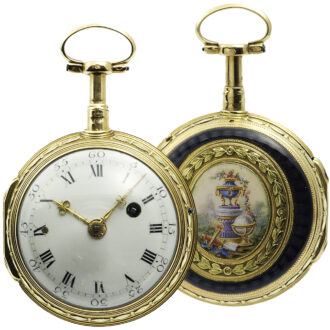 French two coloured gold and enamel repeating pocket watch Circa 1780