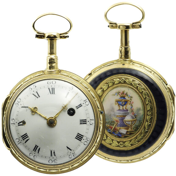 French two coloured gold and enamel repeating pocket watch Circa 1780