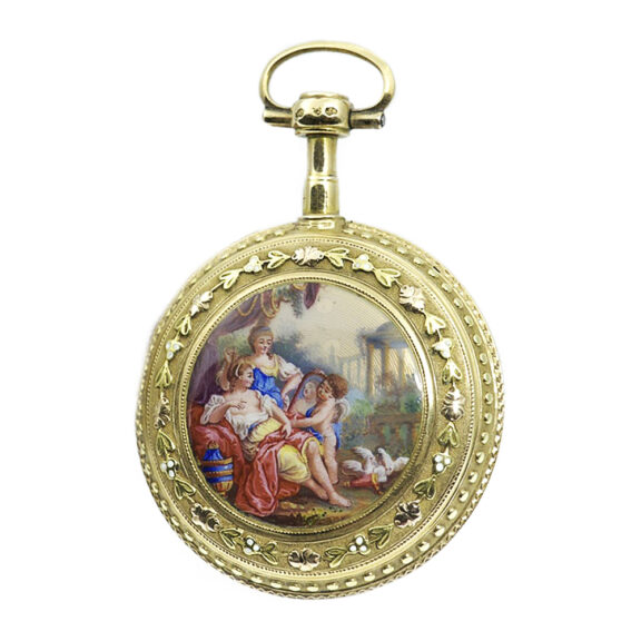 French gold enamel a trois couleurs verge pocket watch Circa 1790 French gold enamel a trois couleurs verge pocket watch Circa 1790