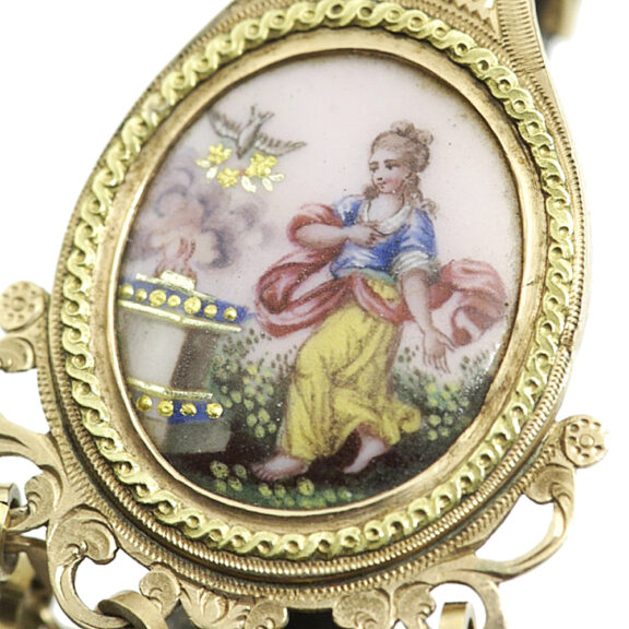 French gold enamel a trois couleurs verge pocket watch Circa 1790 French gold enamel a trois couleurs verge pocket watch Circa 1790