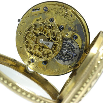 French gold enamel a trois couleurs verge pocket watch Circa 1790