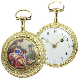 French gold enamel a trois couleurs verge pocket watch Circa 1790