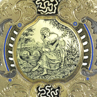 Swiss lavishly decorated 18K gold and enamel watch Circa 1830