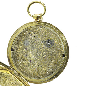 Swiss lavishly decorated 18K gold and enamel watch Circa 1830