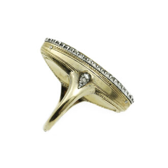 Swiss navette shaped ring watch with visible balance Circa 1820