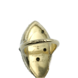 Swiss navette shaped ring watch with visible balance Circa 1820