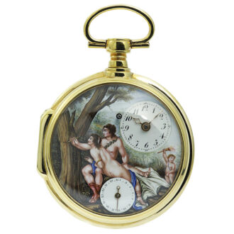 Swiss calendar verge with polychrome enamel dial Circa 1790