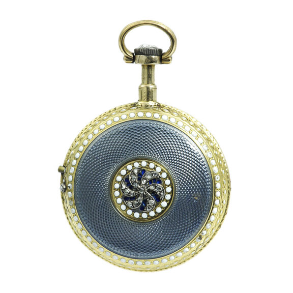 French gold enamel verge pocket watch with chatelaine Circa 1779 French gold enamel verge pocket watch with chatelaine Circa 1779