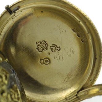 French gold enamel verge pocket watch with chatelaine Circa 1779