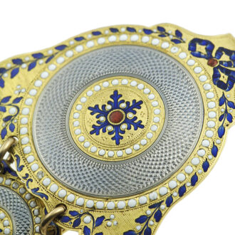 French gold enamel verge pocket watch with chatelaine Circa 1779