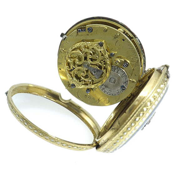 French gold enamel verge pocket watch with chatelaine Circa 1779 French gold enamel verge pocket watch with chatelaine Circa 1779