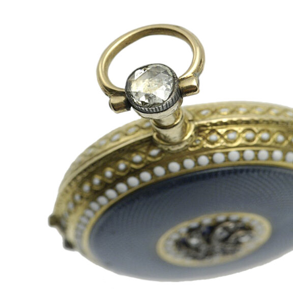 French gold enamel verge pocket watch with chatelaine Circa 1779 French gold enamel verge pocket watch with chatelaine Circa 1779