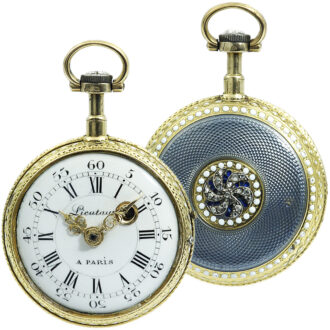 French gold enamel verge pocket watch with chatelaine Circa 1779