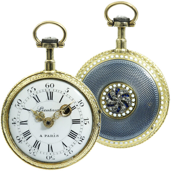 French gold enamel verge pocket watch with chatelaine Circa 1779
