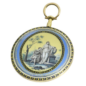 French impressive 18k gold enamel pocket watch Circa 1810