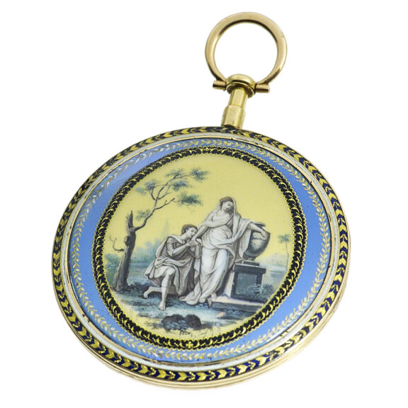 French impressive 18k gold enamel pocket watch Circa 1810 French impressive 18k gold enamel pocket watch Circa 1810