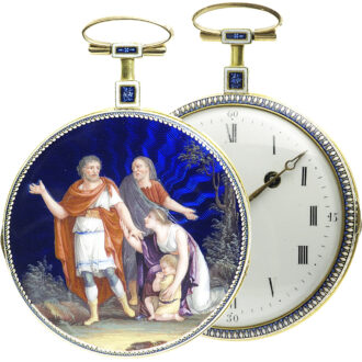 French gold pocket watch with enamel painting circa 1820