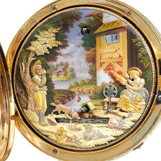 Swiss watch with musical movement and six automatons Circa 1820
