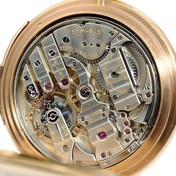 Swiss rose gold minute repeating hunting cased pocket watch Circa 1887 Swiss rose gold minute repeating hunting cased pocket watch Circa 1887
