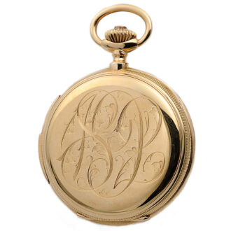 Swiss rose gold minute repeating hunting cased pocket watch Circa 1887
