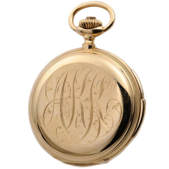 Swiss rose gold minute repeating hunting cased pocket watch Circa 1887