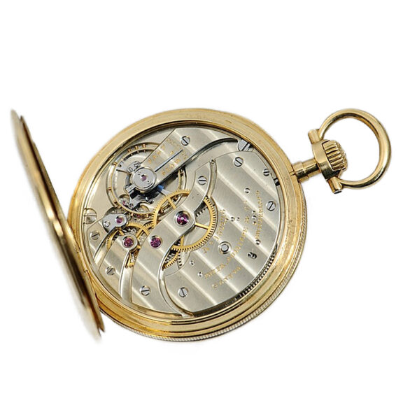 Swiss gold pocket watch with relief engraving silver dial Circa 1910 Swiss gold pocket watch with relief engraving silver dial Circa 1910