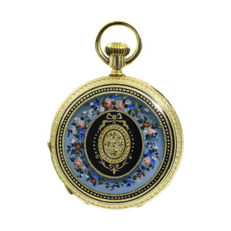 Swiss exquisite and small gold enamel pocket watch Circa 1871 Swiss exquisite and small gold enamel pocket watch Circa 1871