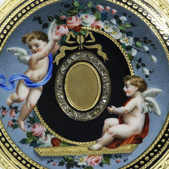 Swiss exquisite and small gold enamel pocket watch Circa 1871 Swiss exquisite and small gold enamel pocket watch Circa 1871