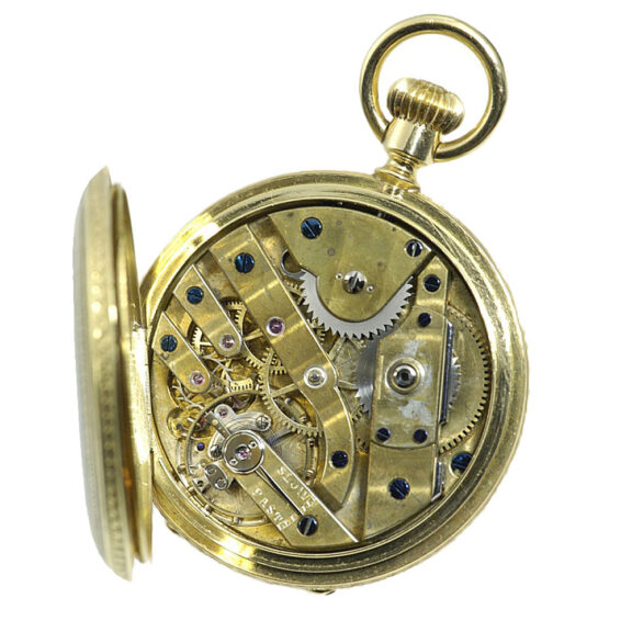 Swiss exquisite and small gold enamel pocket watch Circa 1871 Swiss exquisite and small gold enamel pocket watch Circa 1871