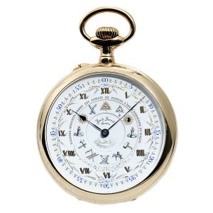 Swiss gilt open faced Masonic lever pocket watch Circa 1900