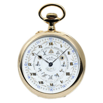 Swiss gilt open faced Masonic lever pocket watch Circa 1900