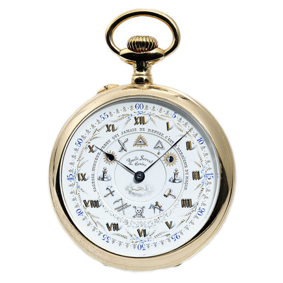 Swiss gilt open faced Masonic lever pocket watch Circa 1900