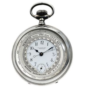 Swiss rare silver lever watch with barometer Circa 1890